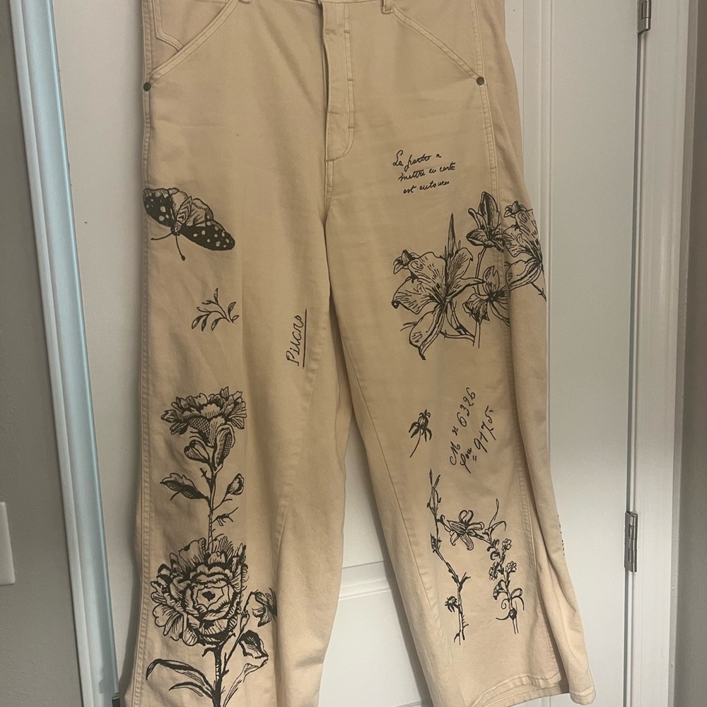 Piloco Floral Embroidered Women's Pull On Pants